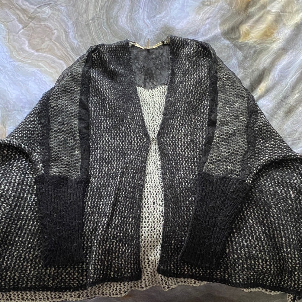 Free People Black Open-Knit Cardigan